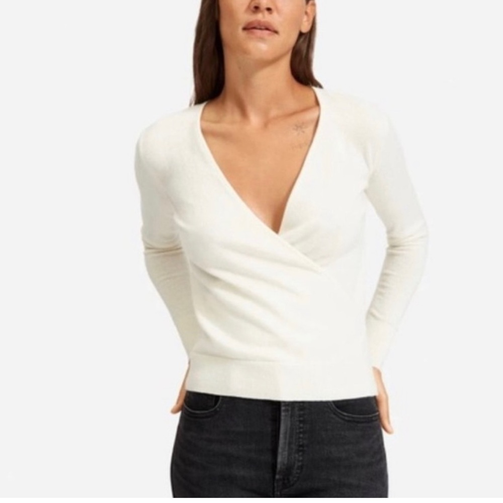 Everlane Cashmere Wrap Sweater Bone Cream M